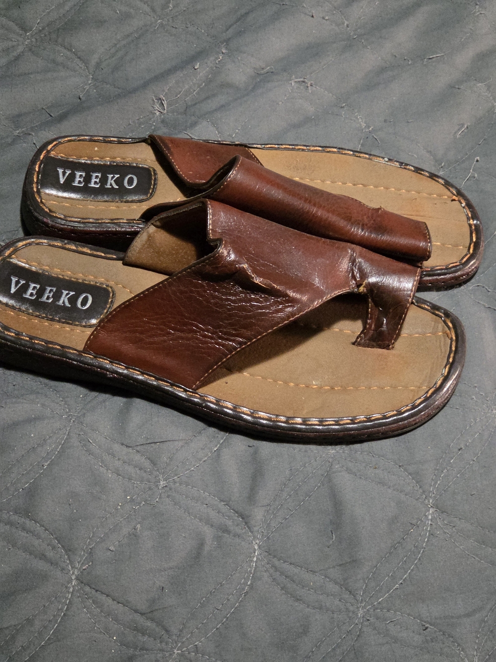 Men’s Brown Leather Slide Sandals